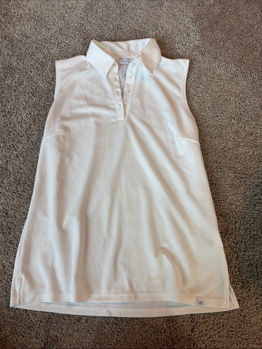 Lady Hagen White Sleeveless Polo Tank Top
